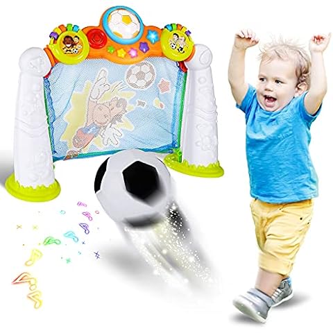 EastSun Baby Football Goal Toys for 1 2 3 Year Old Boys Girls, Toddler Portable Football Net with Soft Soccer Ball for 12 18 24 Months, Football Goal Set for Age 1 2 3 Cover