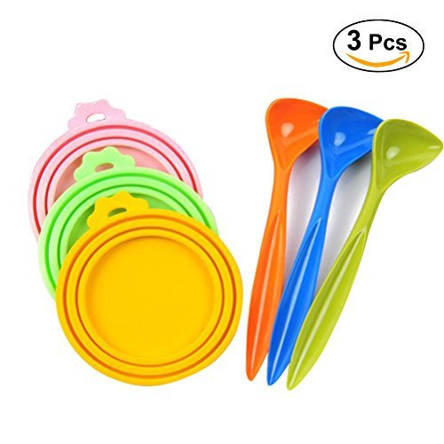 UEETEK Silicone Pet Food Can Covers Dog Cat Food Can Cover (3 Pack)