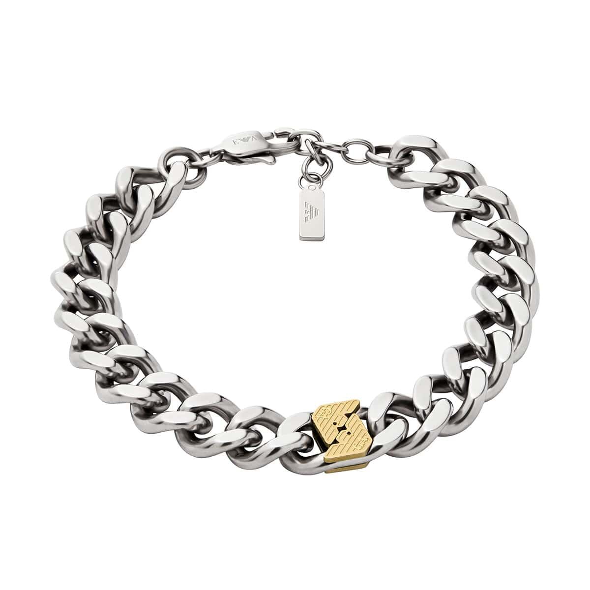 Emporio Armani Herrenarmband aus Edelstahl oder Perlen mit Karabinerverschluss