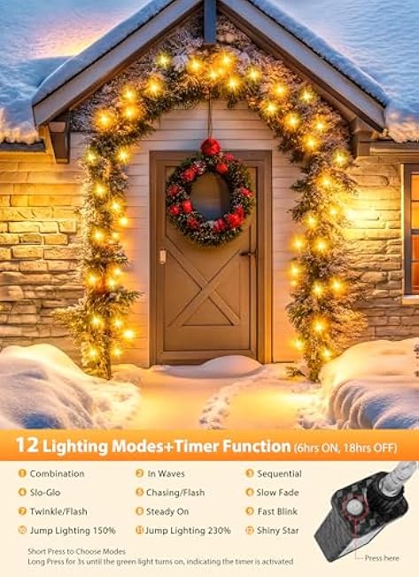 Minetom Christmas Lights Outdoor Cluster Lights - 500 LED 25 Ft Christmas Firecrackers String Lights, 12 Modes Timer Waterproof Connetable Plug in Twinkle Fairy Lights for Xmas Tree Garland Party