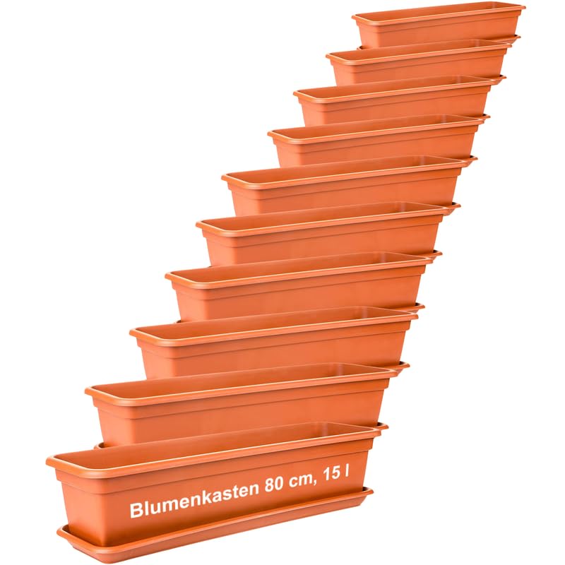 LIVINJA Blumenkasten Set 80cm, Terracotta â€“ 10er-Set...