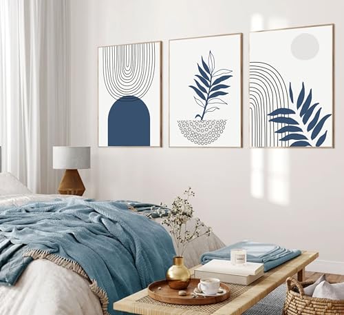 Navy Blue Boho Wall Art Set - Abstract Design - Image 4