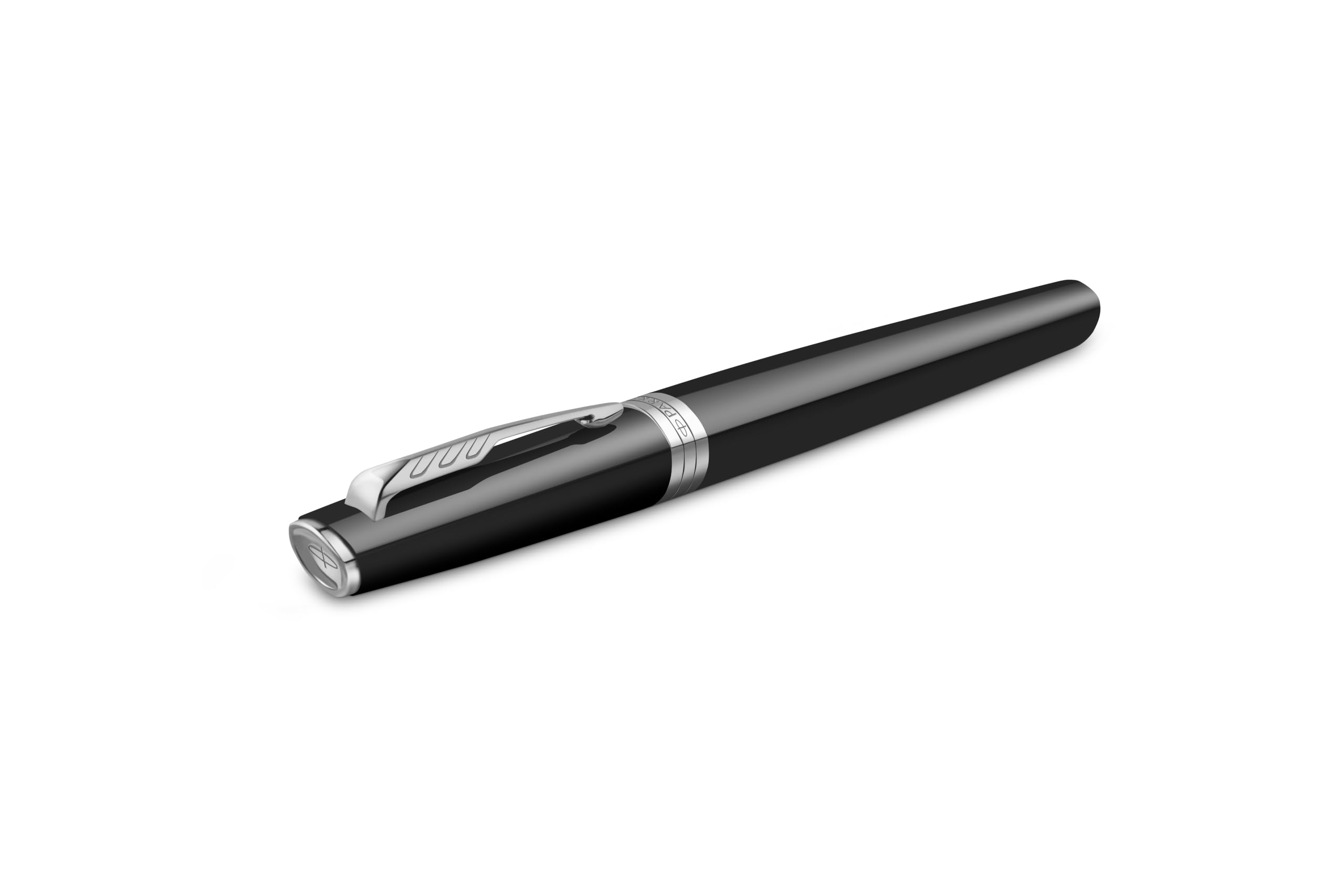 Parker Meridian Penna stilografica | Lacca nera con rifiniture cromate | Pennino fine | Penna da scrittura e Materiali per Cancelleria | Inchiostro blu | Confezione regalo di lusso
