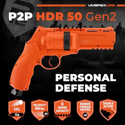 Umarex T4E P2P HDR 50 GEN 2 Self & Home Defense, Less Lethal .50 Cal Paintball Pistol Orange Limited Edition with 5X Mag .50 Cal and 5x12 g CO2 Tanks Bundle - Image 5