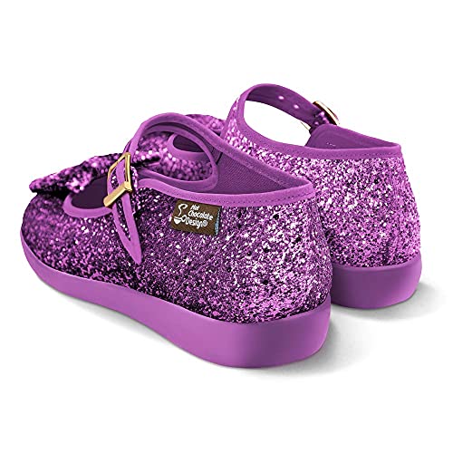 Image of Hot Chocolate Design Chocolaticas Funky Canvas Women's Mary Jane Flat Shoes, Violet, 5 UK