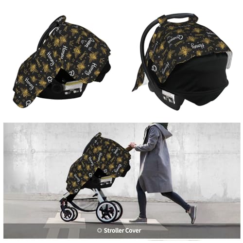 Image of Honey Bees Baby Car Seat Canopy Nursing Cover for Newborn Car Seat Breastfeeding Covers Blanket Newborn Shower Gift