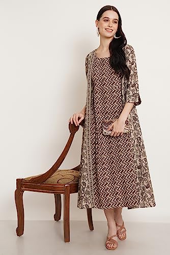 Image of COTLAND Fashions Jaipuri Cotton Flared Strappy Dress with Jacket for Women