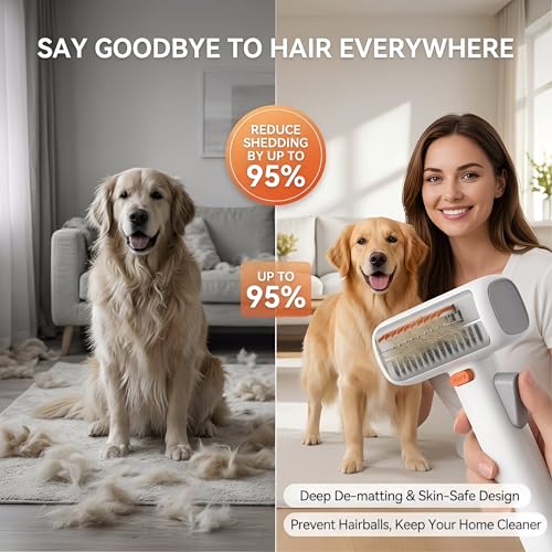 2-in-1 Pet Self-Detangling & Grooming Comb, Cat Brush Dog Brushes for Grooming, Dual-mode Dog Deshedding Brush for Dogs Cats, Cat Combs Pet Groomin-g Brus-h for Dematting, Undercoat Comb for Dogs Cats - Image 5