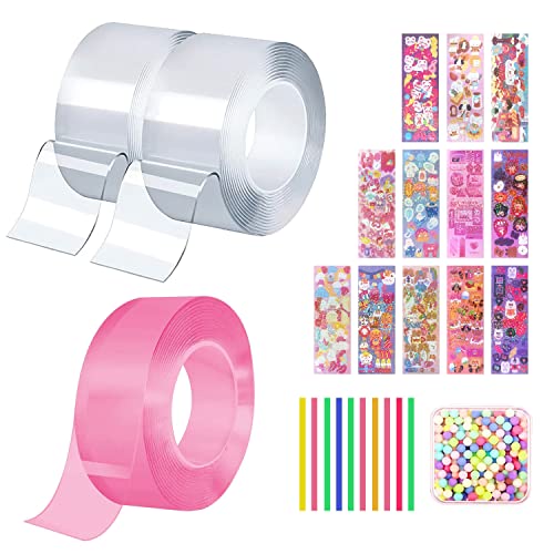 YumSur Nano Tape Bubbles | Traceless Adhesive Nano Tape for Making Bubbles | Multipurpose Transparent Poster Tape Handmade DIY Decompression Glitter And Straw Design