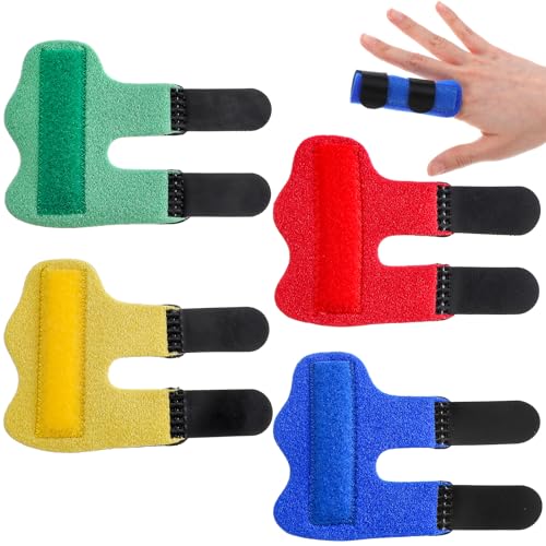 Quilax 4Pcs Finger Splint for Kids Broken Finger Support Brace Crooked Fingers Straightener for Injured Protection 4 Colors (Red Blue Green Yellow)