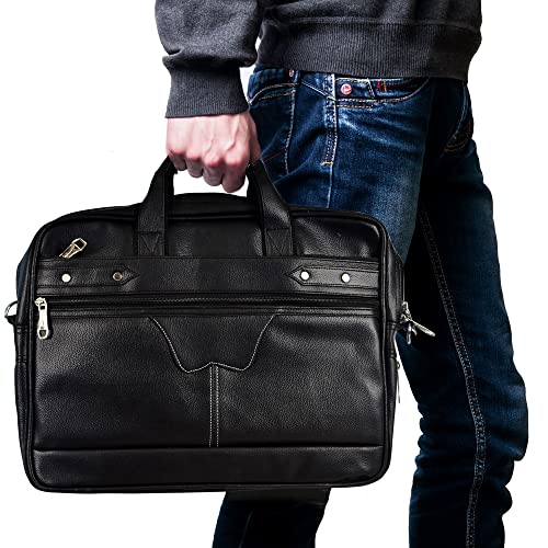 Krishna Excellency 17 Inch Leather Laptop Messenger Bag Padded