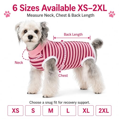 Image of Dog Surgery Recovery Suits, Sleeveless Dog Recovery Suit Female, E-Collar & Cone Alternative Surgical Suit for Small and Medium Dogs After Surgery, Striped Dog Onesie Pajamas