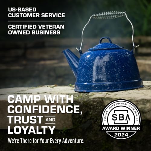 COLETTI Classic Camping Tea Kettle Stovetop — Travel Kettle, Compact Camp Tea Pot for Stove — Chipping-Resistant German-Imported Enamel Coating [Blue Enamel, 9 Cups] - image 4