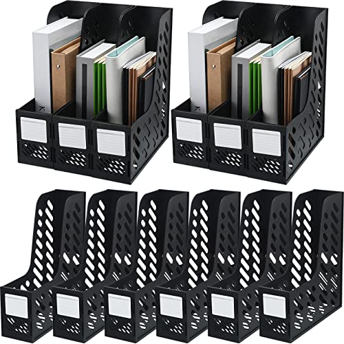 Glenmal 12 Pack Magazine Organizers Binder Organizer For Desk Plastic Vertical File Holder Magazine Racks Desk Accessories For Office, Home, Or School (Black) #TOP7