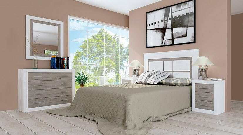 SHIITO Dormitorio Matrimonio Lara Nº 1C en Color Andersen Combinado con Gris