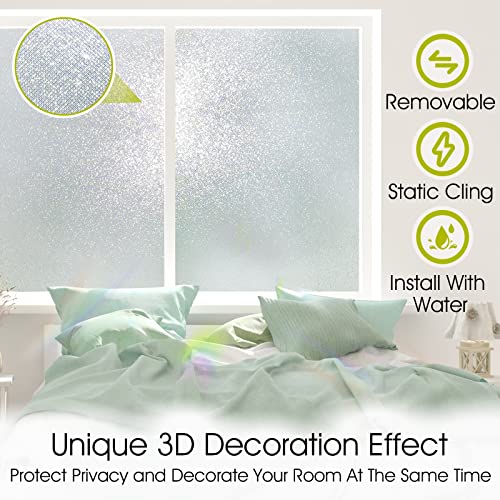 Image of KESPEN Frosted Window Privacy Film Heat Control UV Sun Blocking Glass Stickers Static Cling Non Adhesive Door Coverings Decals for Bathroom Home Office, Sparkling, 35.4 Inch X 6.5 Feet
