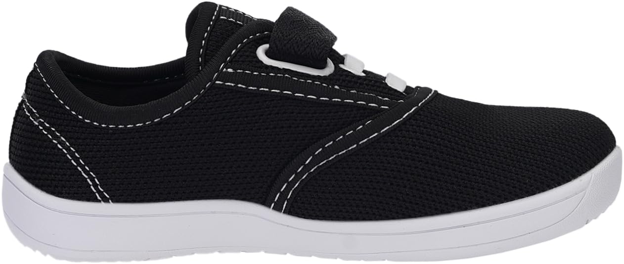 WHITIN Toddler Wide Toe Box Barefoot Shoes for Boys Girls Minimalist Sneakers Zero Drop Sole Size 6 Minimus Walking Knit Gym Flat Kid Road Tennis Breathable Black 23