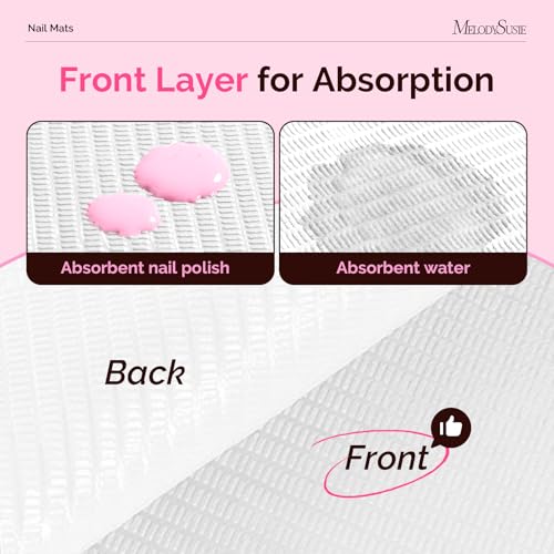 Image of MelodySusie Disposable Nail Mats, 50Pcs 3-Ply Absorbent Nail Art Table Pads with PE Backing, 18 inch x 13 inch Nail Desk Protection for Manicure Pedicure, Salon Home DIY White