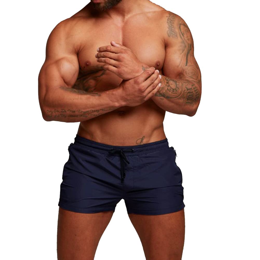 Donason Bañador Hombre Secado Rápido Bañadores de Natación Pantalones Cortos de Baño para Hombres Shorts Deportivos para Correr con Forro de Malla y Bolsillos