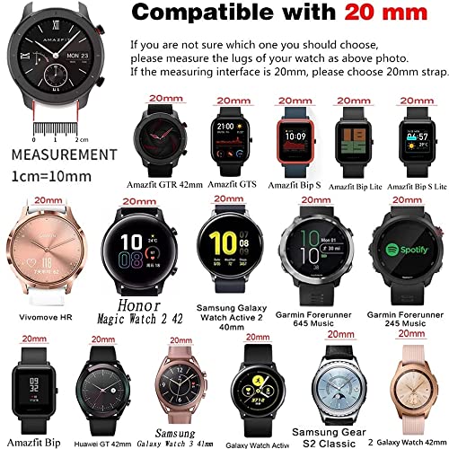 Bracelet lumineux 20mm pour Garmin Venu Sq et Vivoactive 3 phosphorescent de nuit