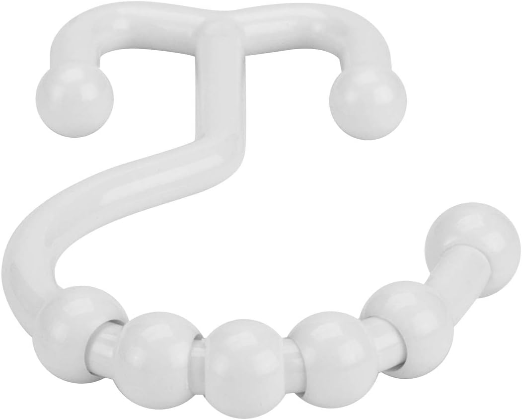 Amazer Shower Curtain Hooks Plastic Double Shower Curtain Rings for Bathroom Shower Curtain Rod - Set of 12, White : Home & Kitchen