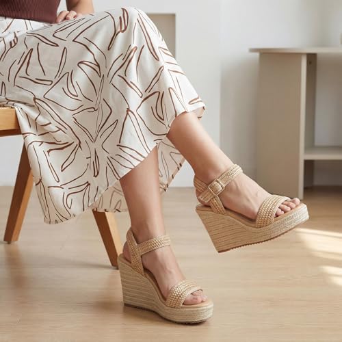 Image of VICKI.VICKI Women's Platform Sandals Wedge Ankle Strap Open Toe Sandals