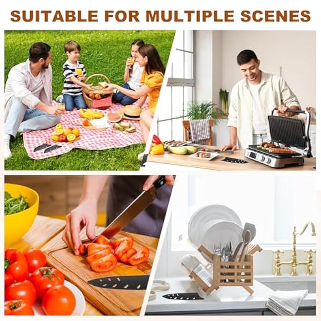 PATIKIL ABS Safety Knife Cover Sleeves for 5 Santoku Knife, Universal Chopping Edge Guard Blade Protector Sheath for Kitchen Bar, Black, 12.7cm L, Pack of 2