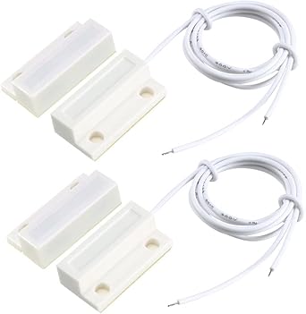 REES52 2pcs MC-38 Surface Mount Wired NO Door Sensor Alarm Magnetic Reed Switch White