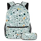 zaino per computer portatile scuola zaino con astuccio universitario bookbag per donne uomini adolescenti terrazzo pavimentazione, multicolore, taglia unica