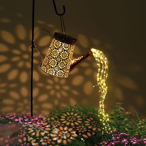 GuKKK Regadera Solar Luces Decoraciones de Jardín, Luces LED para Jardín con Diseño de Estrella, Impermeable LED Luz de Hadas Cielo Estrellado con Soporte, para Valla de Parque, Césped, Patio (F)