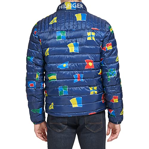 Image of Tommy Hilfiger Mens Embroidered Logo Puffer Jacket