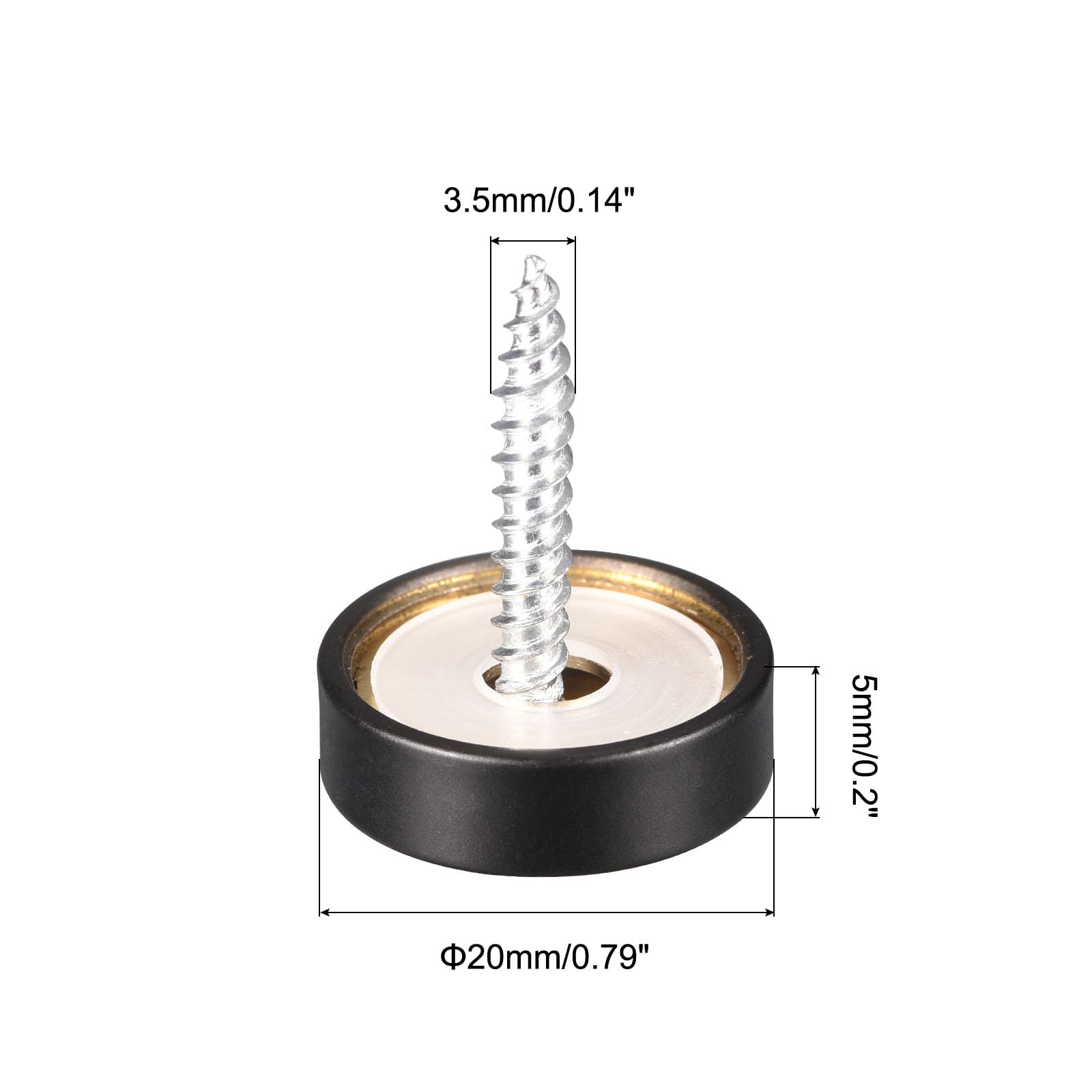sourcing map Tornillos de Espejo 20mm/0,79", Tapa Decorativa de Latón 6uds, Cubierta Tornillos Clavos Sujetador para Mesas Espejo Platos de Baño Letrero de Vidrio Guardarropas, Negro