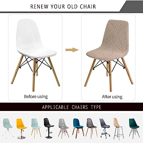SHENGYIJING Dining Chairs Covers Set of 2/4/6,Style Shell Dining Chair Mid Century Modern Chair Sipcover,Upholstered Dining Accent Side Chair Covers (Khaki1,4 Pieces) - Image 4