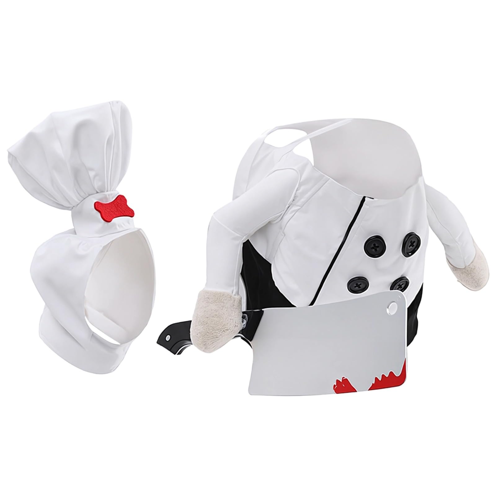 Disfraz de chef para mascotas con sombrero y cuchillo de tela cómodo