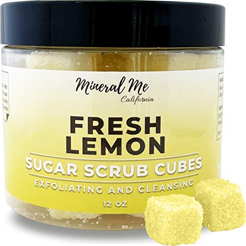 Mineral Me California SCALL001 Body Scrub Exfoliator - 12Oz Fresh Lemon Sugar Scrub Cubes W/Mango Butter & Shea Butter- Ultra Hydrating & Moisturizing cover