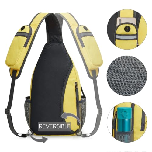 Image of G4Free Sling Bag for Men Women, RFID Blocking Crossbody Bag, Daily, Travel | Durable Polyester Fabric, 10L, Perfect for work, shopping, weekend outings, Hiking, Reversible Shoulder Strap, (Yellow)
