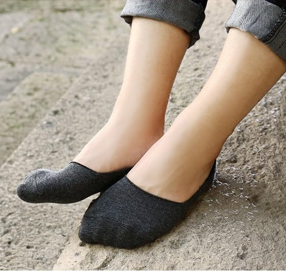 5Pairs Summer Casual Invisible Ultra-thin Shallow Mouth Boat Socks Soft And Breathable Silicone Anti Slip Comfortable Men's Sock Set,Dark grey3