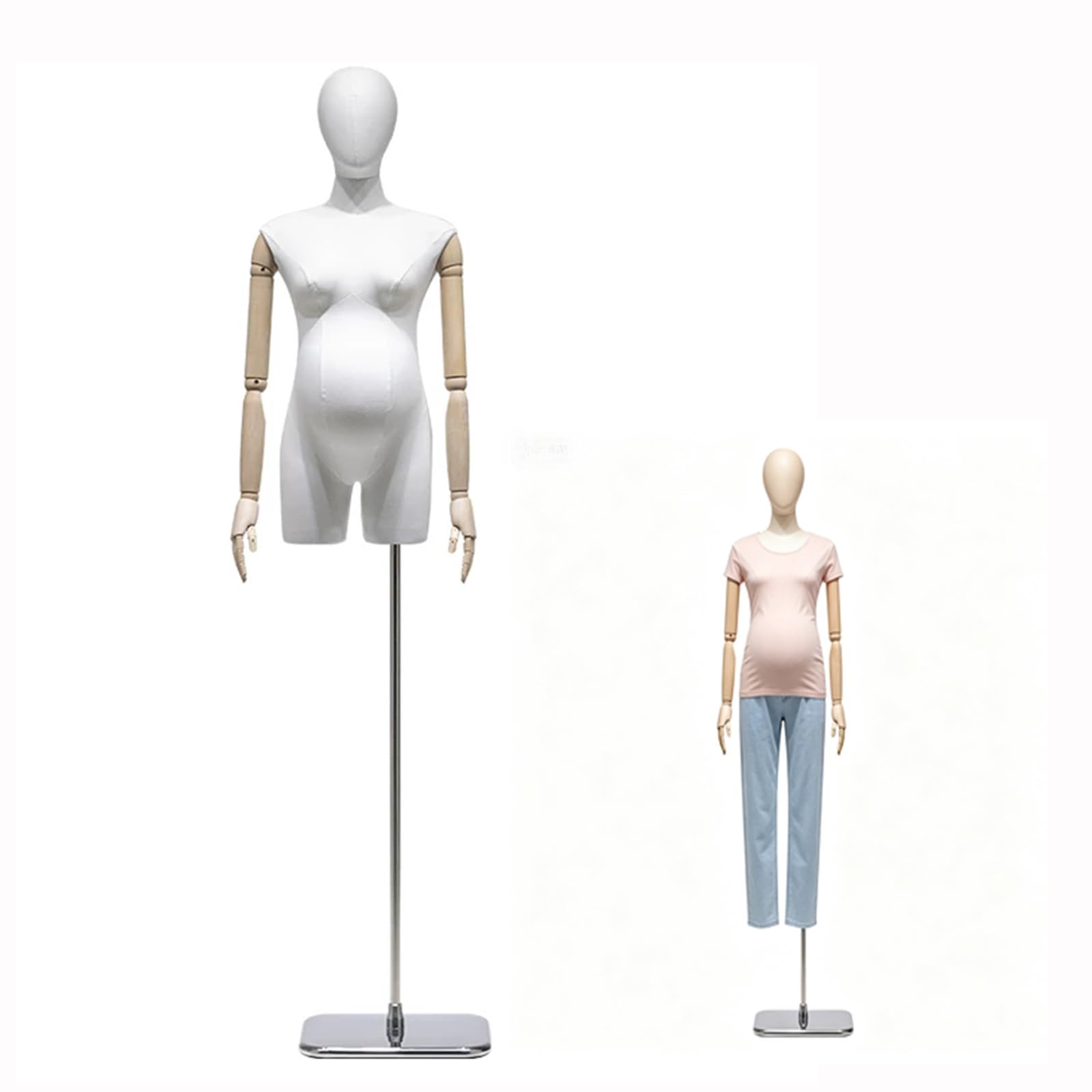 Pregnant Mannequin Torso With Stand, Adjustable Pregnancy Dress Form With Wooden Arms,for Maternity Clothing Display