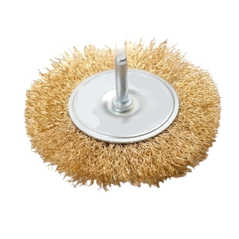 Spazzola a tazza con disco metallico, Spazzola a tazza con ruota metallica for trapano elettrico smerigliatrice angolare testa in rame da 6 mm SS dimensioni multiple(100 * 35mm)