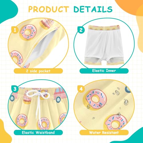 Bolaz Toddler Boys Swimwear Swim Trunks with Compression Liner 4T Donut Dessert Cart4