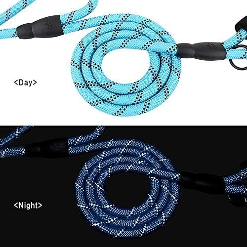 Image of Plutus Pet Rope Dog Leash 6ft Long,Traffic Padded Two Handle,Heavy Duty,Reflective Double Handles Lead for Control Safety Training,Leashes for Large Dogs or Medium Dogs,Dual Handles Leads(Light Blue)