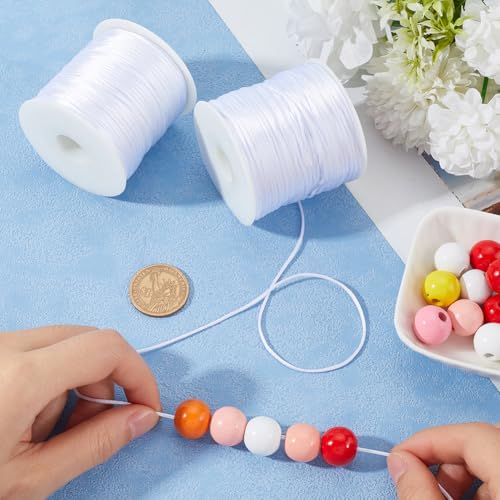 SOFPLATE 175 Yards/160m 1mm White Nylon Cord Satin Thread Cord Bulk Beading String Findings for jewellery Making Thread Supplies DIY Chinese Knot Bracelet Necklace Macrame Craft Wind Chime Dream Catch - Image 3