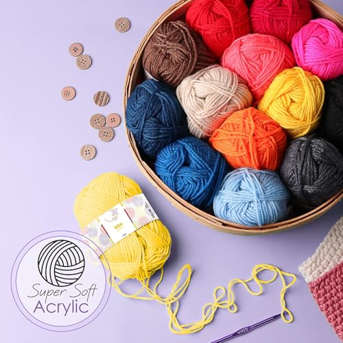Image of Hearth & Harbor Crochet Kit 114 Piece with 1500 Yards Assorted Yarn Kit, Ergonomic Hooks, Crocheting Instruction, Knitting & Crochet Supplies - Beginner Crochet Kits for Adults, Ideal for Amigurumi