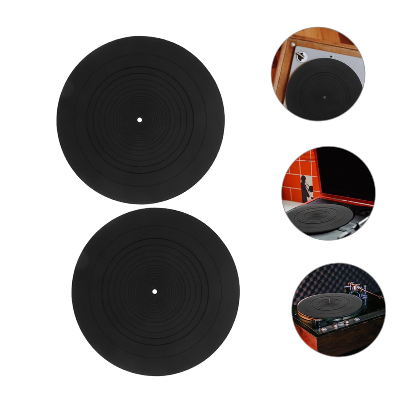 2 Stück Antistatik Silikon Plattentellermatte für Vinyl Schwarz | Ersatz für Schutzauflagen, Hält den Teller Sauber und Stabil, Passend für Schallplatten