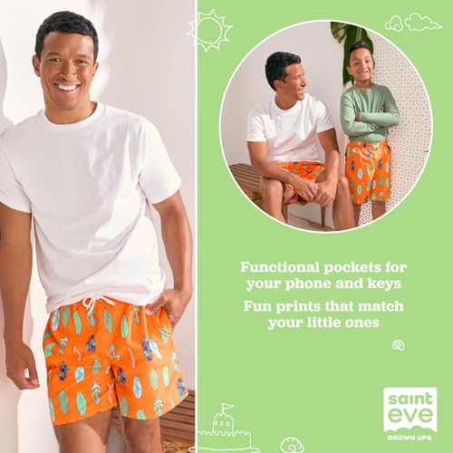 Image of Saint Eve Mens Swim Trunks 6 Inch Inseam Quick Dry Beach Shorts with Mesh Liner Dad and Me Matching