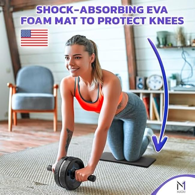 Ab Roller Wheel, Abs Workout Machine, Perfect for Core & Abdominal Strength Training, Exercise Wheels for Home Gym w/Knee Pad, Fitness Equipment for Sports