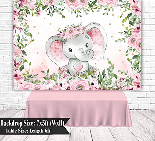 Fondo Fotográfico Rosa Elefante 7x5ft Baby Shower miniatura 3