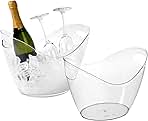 2 Pcs Ice Bucket 4 Liter Champagne Wine Bucket Clear Acrylic Beverage Tub Party Drinks Ice Tub for Wine, Champagne or Beer Bottles Bar Supplies