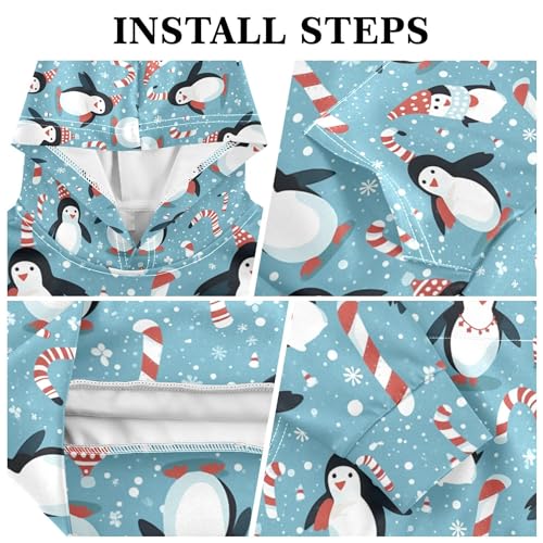 Kids Hoodies Sweaters Christmas Xmas Penguin Hooded Sweatshirts with Big Pockets for Boys Girls B04004323