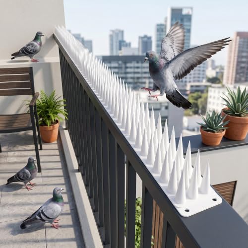 Image of Bird Spike 25 Piece White | Pigeon Bird Control Spikes for Balcony, Railing, Window, AC & Roof